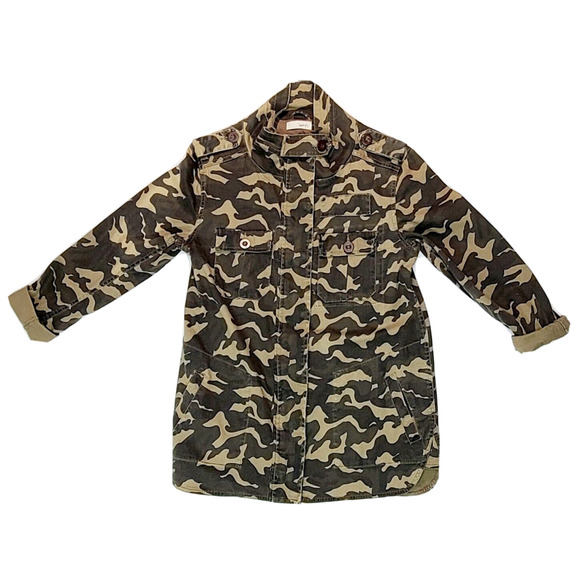 Kersh Utility Camo Camouflage Jacket Full Zip Buttons Pockets Women’s Size Small - Picture 1 of 11